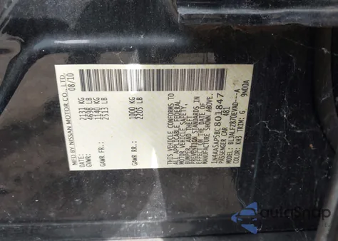 2011 Nissan Maxima 3.5 Sv z USA, uszkodzony, nr VIN 1N4AA5AP5BC801847